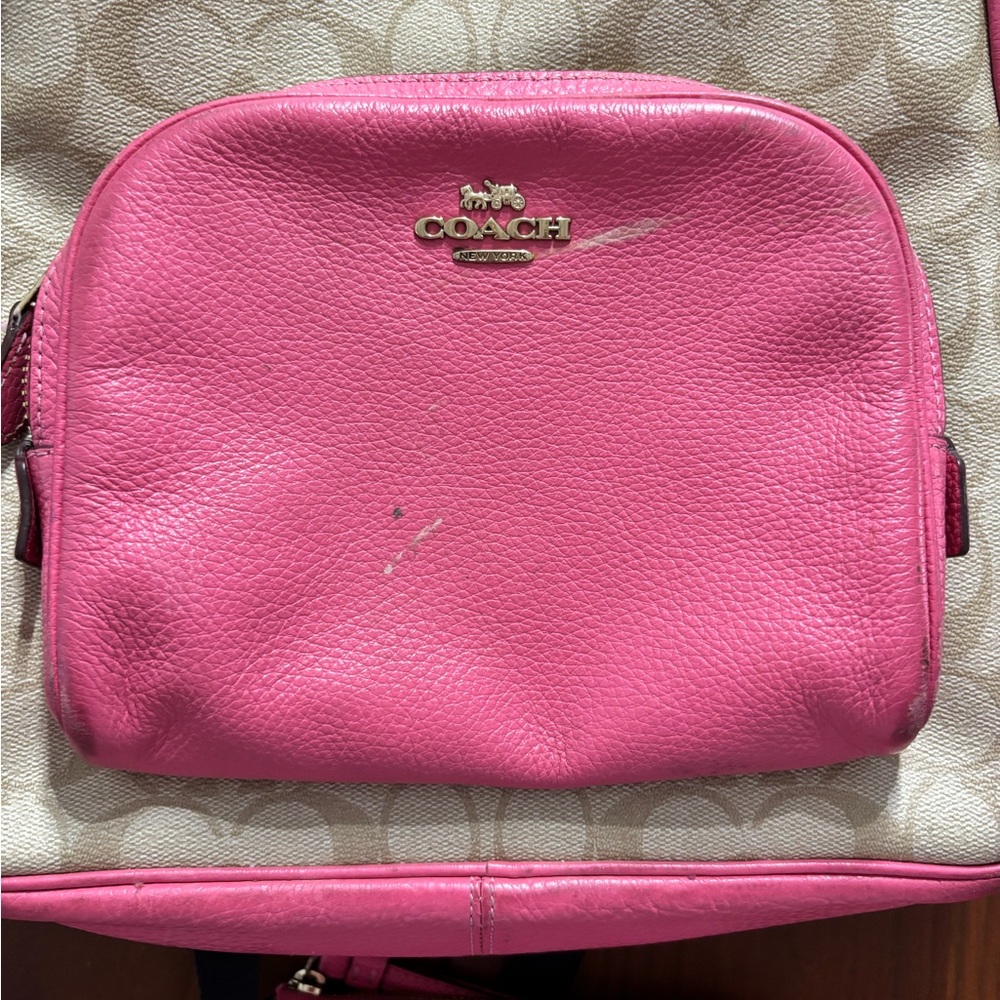 Coach Pink and Tan Women's Backpack with Wallet - Picture 3 of 9